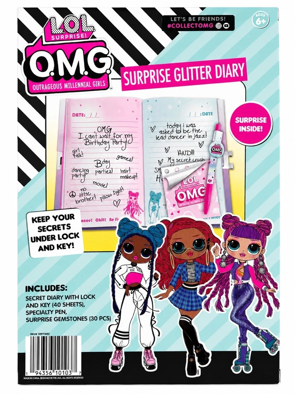 LOL Surprise! O.M.G. Surprise Glitter Diary Set w/ Lock & Key